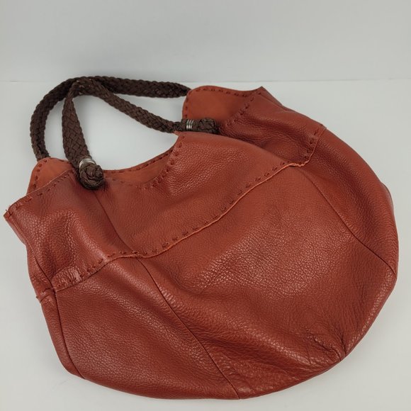 The Sak Indio Sierra Tote Brown Red Leather Large Hobo Bag - Picture 12 of 13